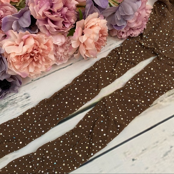 Sexy Coffee Fishnet Pantyhose with Crystal Rhinestones - Picture 9 of 16